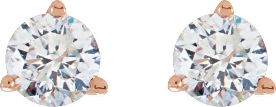 Round 3-Prong Cocktail-Style Stud Earrings, view 3