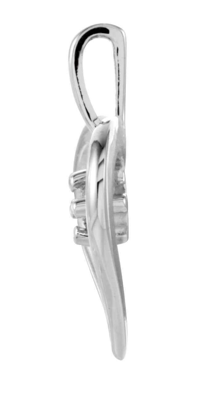 14K White .02 CT Natural Diamond Heart Pendant view 2