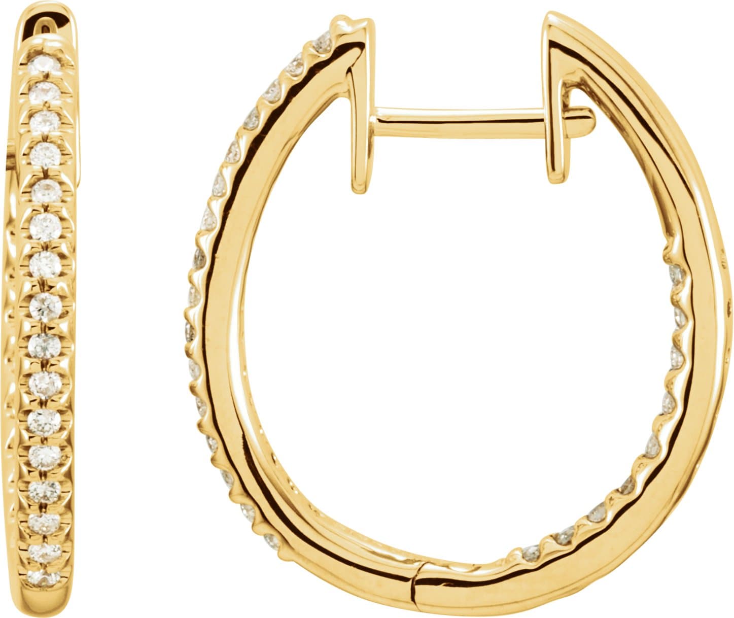 14K White 1/2 CTW Natural Diamond Inside-Outside 22.5 mm Hoop Earrings