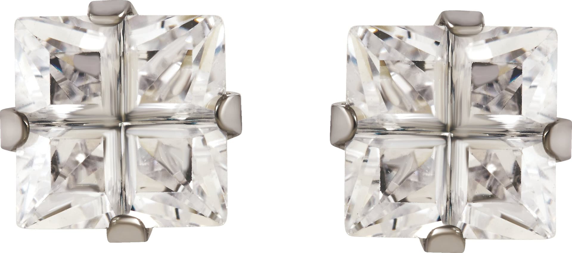 Square 4-Prong Inverness® Piercing Stud Earrings view 2