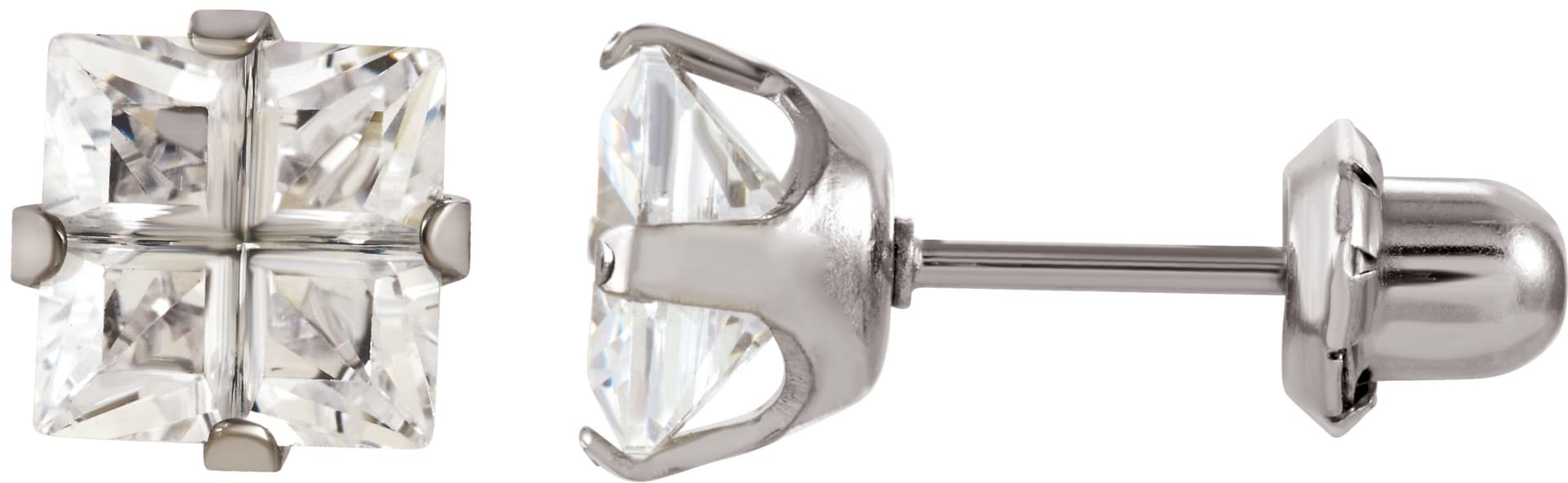 Square 4-Prong Inverness® Piercing Stud Earrings view 1