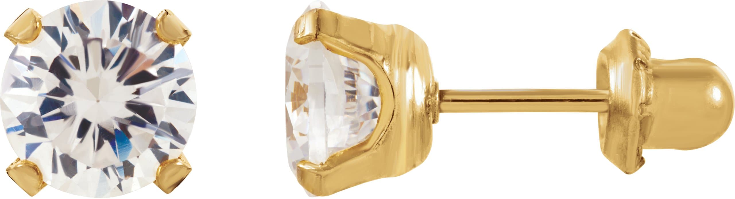 14K Yellow 2 mm Imitation White Cubic Zirconia Inverness® Piercing Stud Earrings