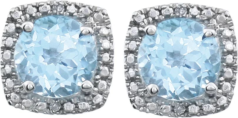 Round 4-Prong Halo-Style Birthstone Stud Earrings, view 3