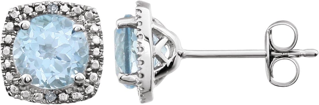 Sterling Silver Lab-Grown Blue Sapphire & .015 CTW Natural Diamond Earrings