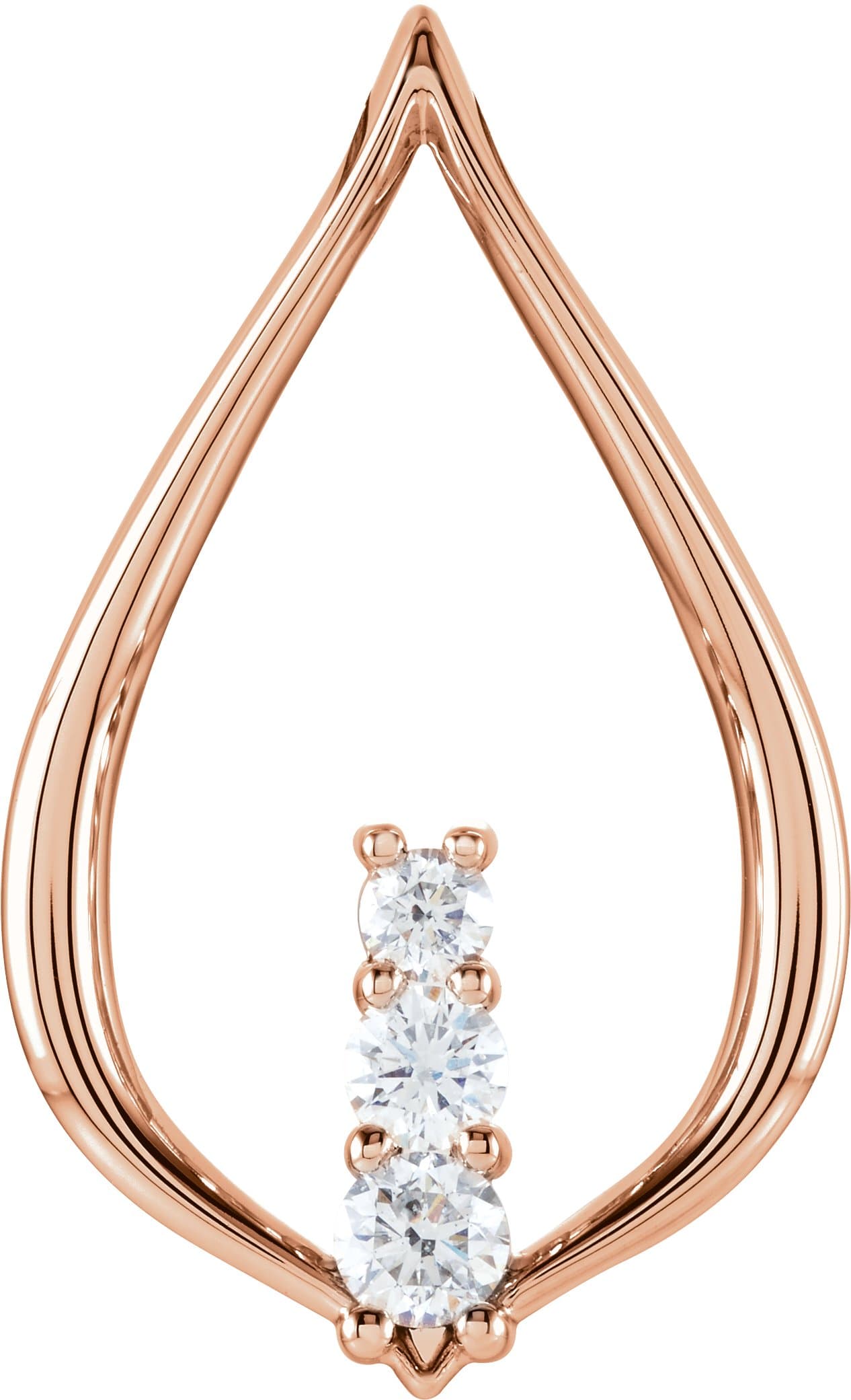 14K Rose 1/2 CTW Natural Diamond Three-Stone Freeform Pendant