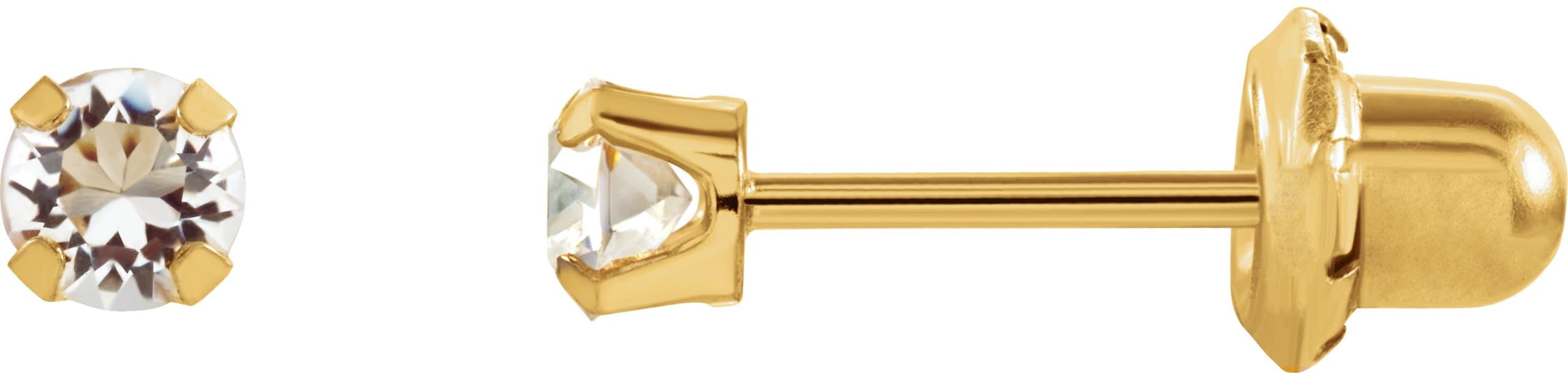 14K Yellow Imitation Alexandrite Inverness® Piercing Stud Earrings