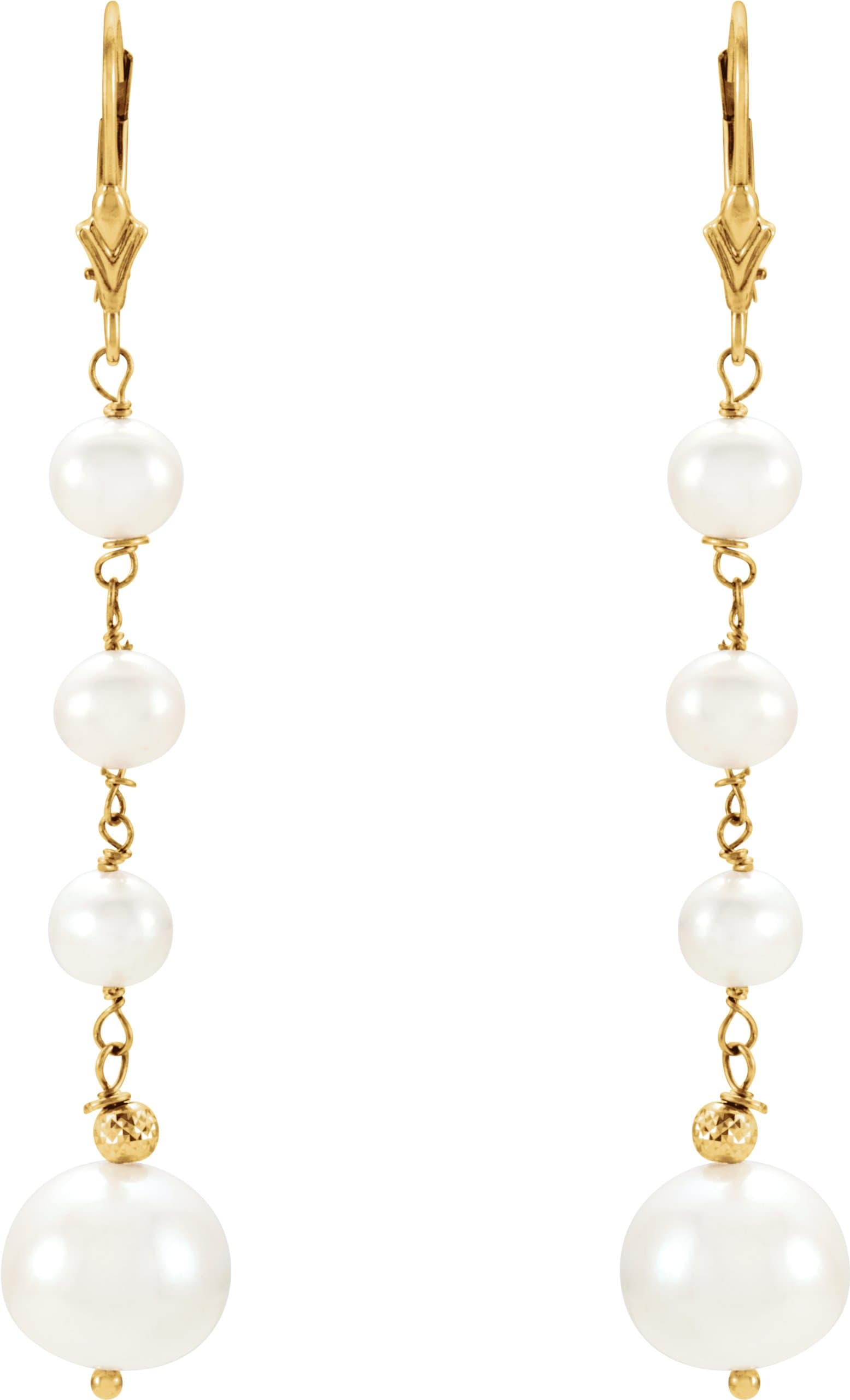 Graduated Pearl Earrings view 2