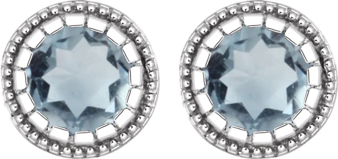Milgrain Bezel-Set Birthstone Stud Earrings, view 3
