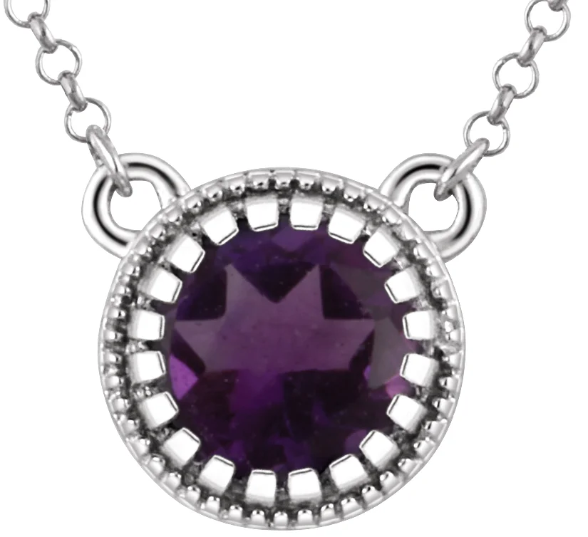 Milgrain Bezel-Set Birthstone Necklace, view 2