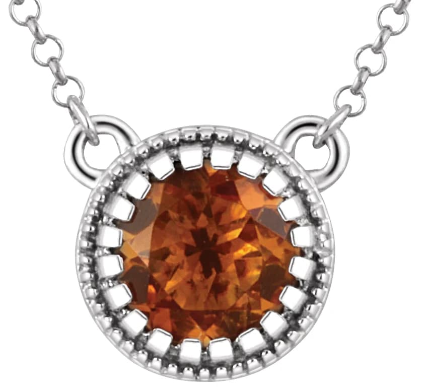 Milgrain Bezel-Set Birthstone Necklace, view 2