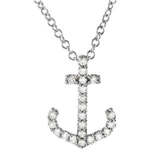 Platinum 1/8 CTW Natural Diamond Anchor 16 Necklace