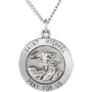 Sterling Silver St. Michael Medal 18 Necklace