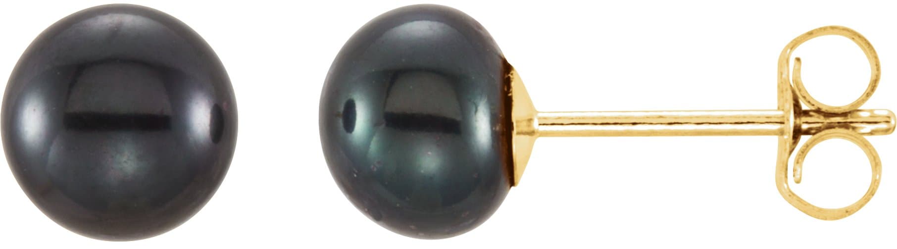 14K Yellow 3.5-4 mm Cultured Black Freshwater Button Pearl Earrings