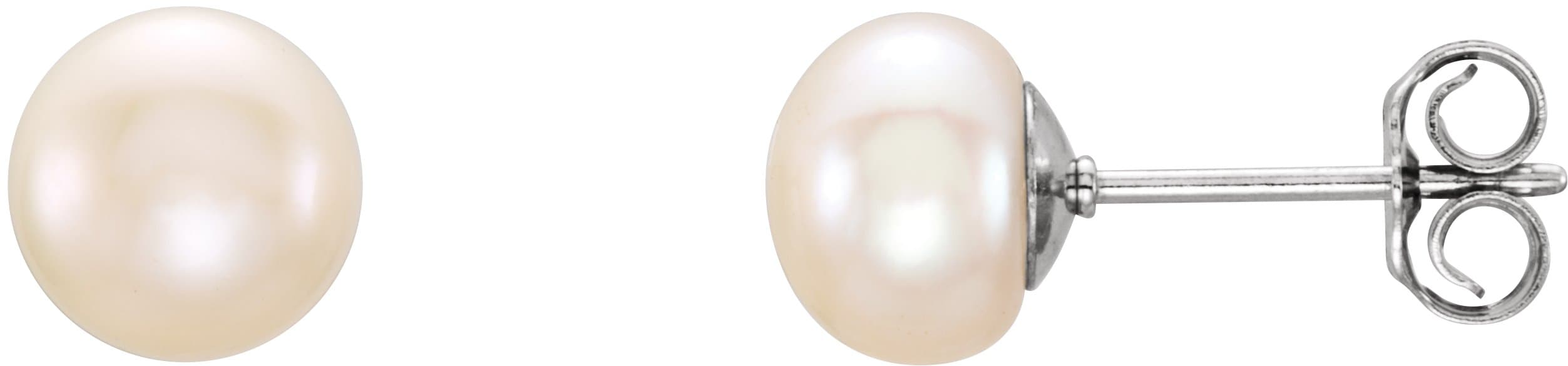 Sterling Silver 6-7 mm Cultured Pink Freshwater Pearl Earrings