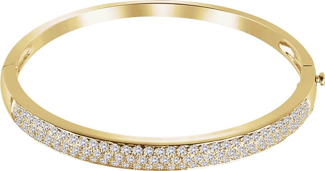 14K White 3 CTW Natural Diamond Pavé Bangle 7" Bracelet