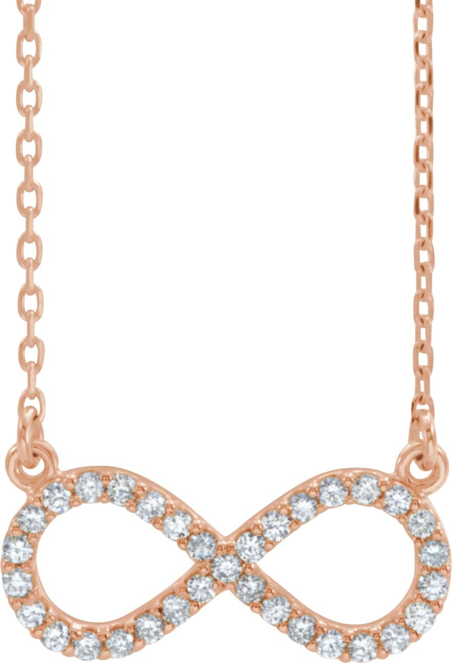 14K Rose 1/6 CTW Natural Diamond Infinity 17" Necklace