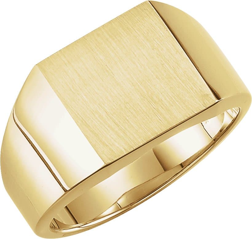 10K White 12 mm Square Signet Ring