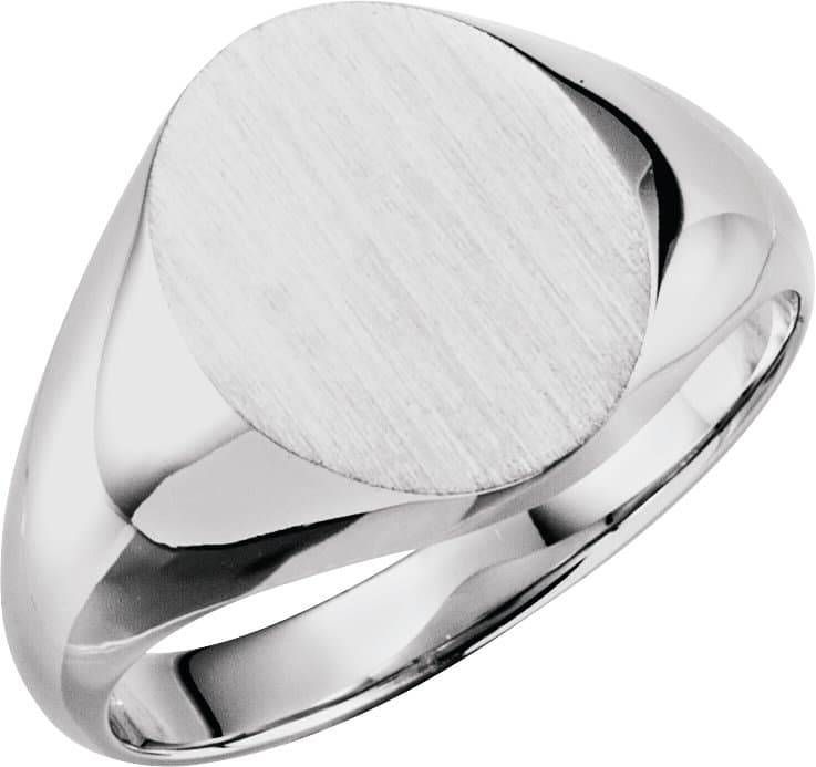 10K White Oval Signet Ring