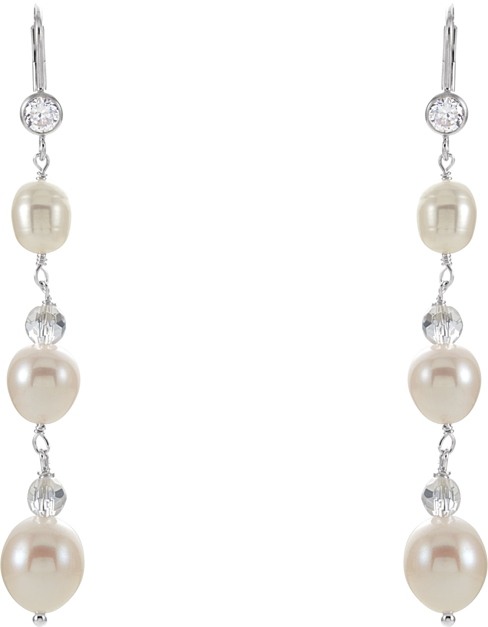 Pearl & Crystal Dangle Earrings view 2