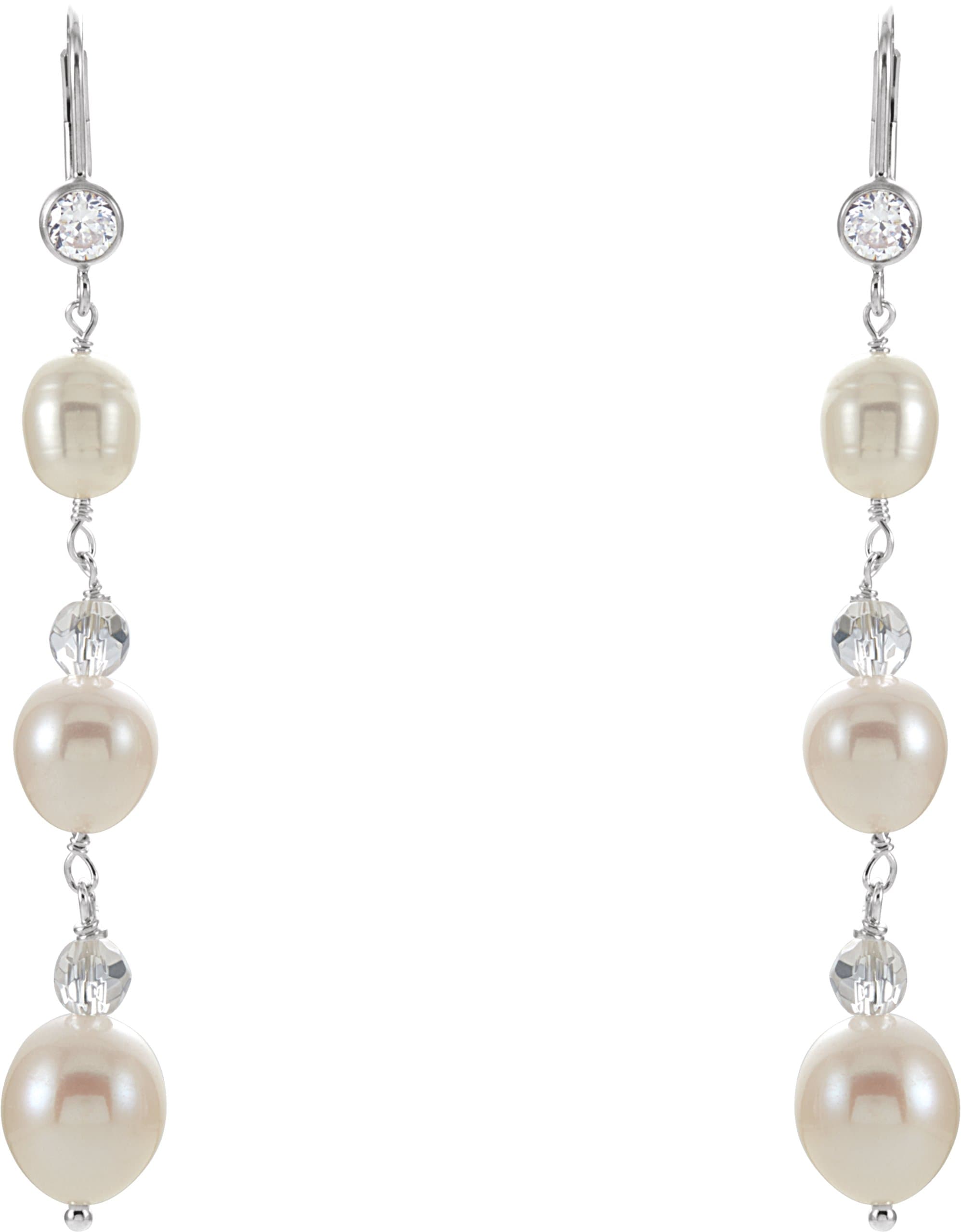 Pearl & Crystal Dangle Earrings view 2