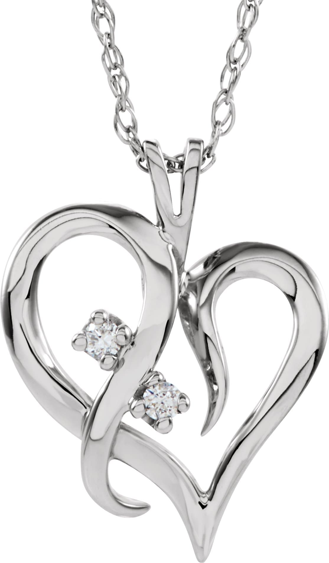14K White .03 CTW Natural Diamond Heart 18 Necklace