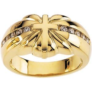 14K Yellow 1/5 CTW Natural Diamond Cross Ring