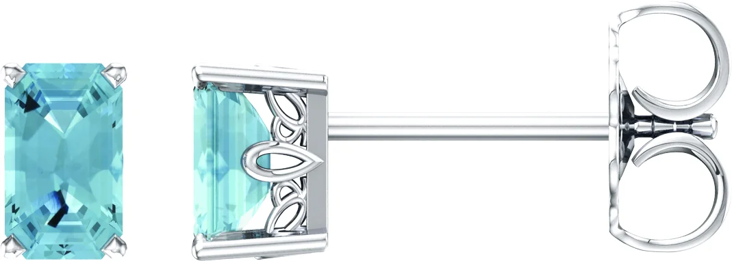 Emerald 4-Prong Scroll Setting® Stud Earrings, view 2