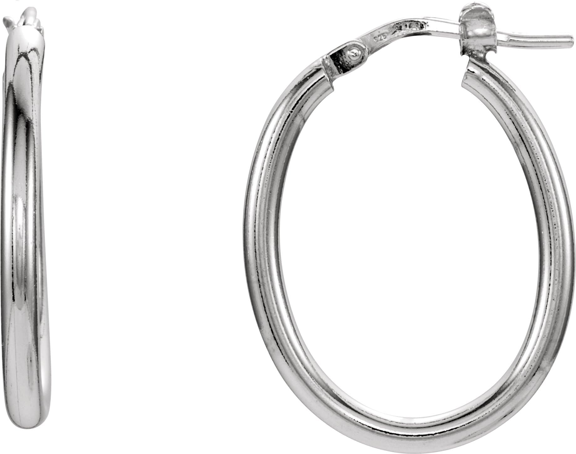 Sterling Silver 24x18 mm Tube Hoop Earrings