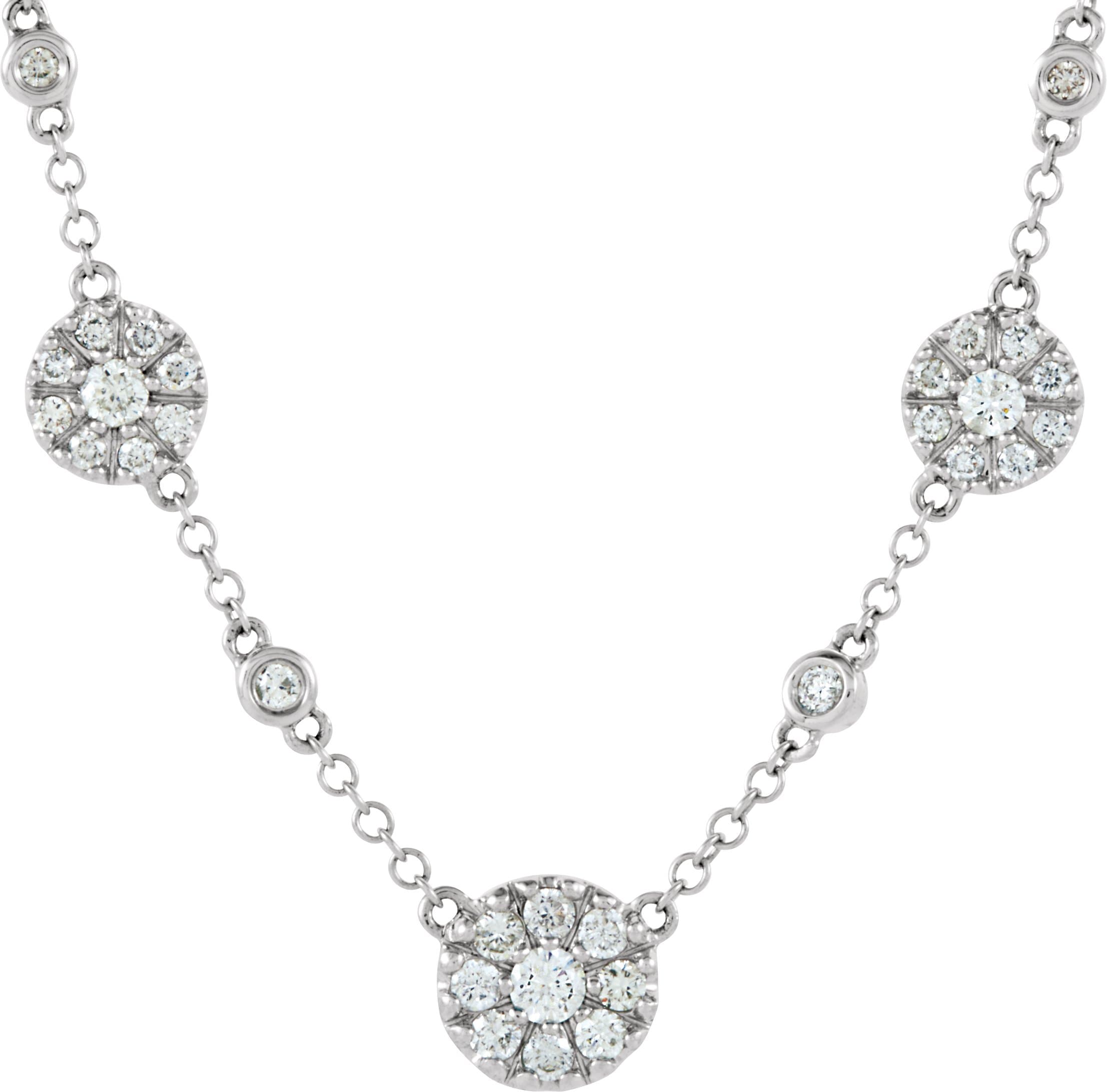 14K White 1/2 CTW Natural Diamond Station 18 Necklace