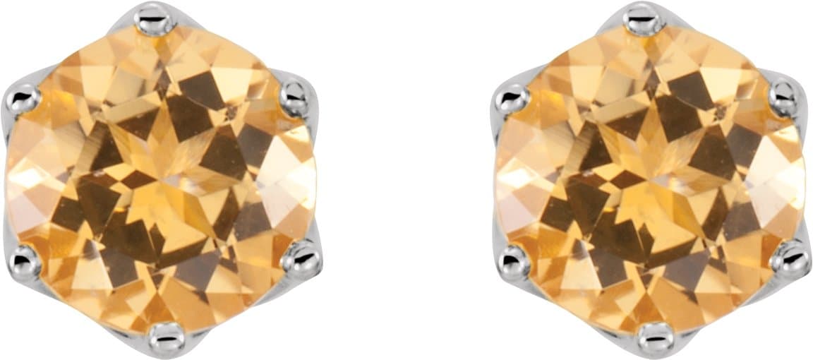 Round 6-Prong Crown Stud Earrings view 2