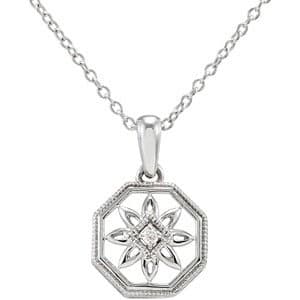 Sterling Silver .02 CT Natural Diamond 18 Necklace
