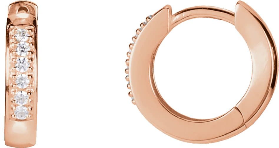 14K Rose .08 CTW Natural Diamond 12.5 mm Hoop Earrings