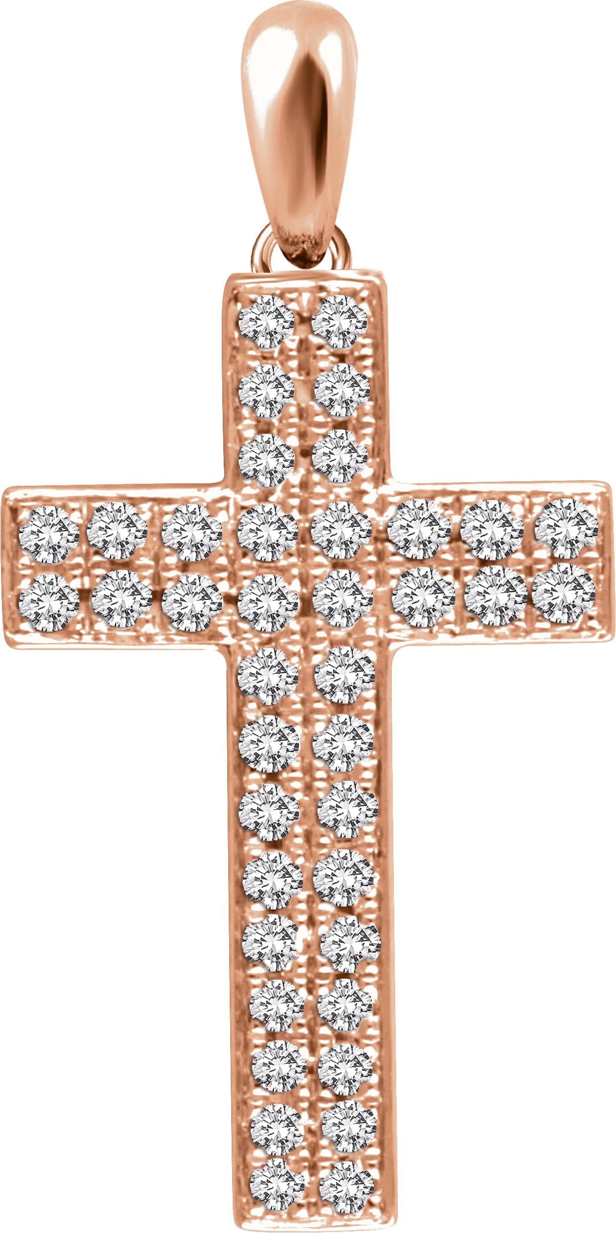 14K Rose 1/3 CTW Natural Diamond Cross Pendant
