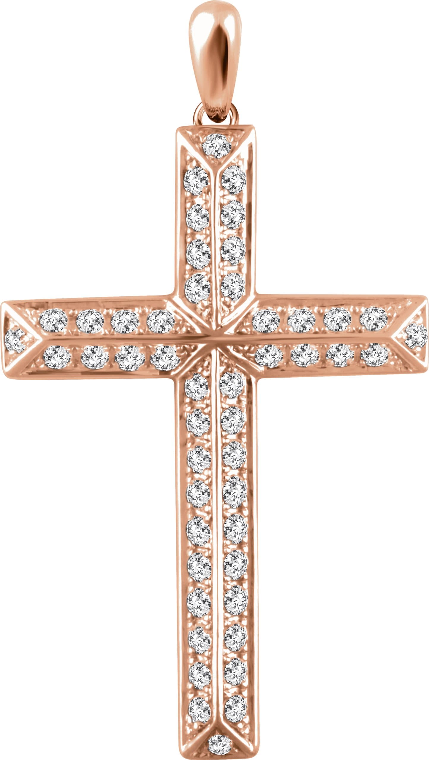 14K Rose 3/4 CTW Natural Diamond Cross Pendant