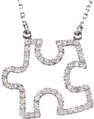 14K White 1/4 CTW Natural Diamond Puzzle Piece 16 1/2 Necklace