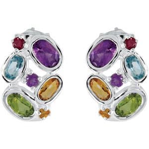 Multi-Gemstone J-Hoop Earrings view 2