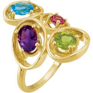 14K Yellow Natural Multi-Gemstone Ring