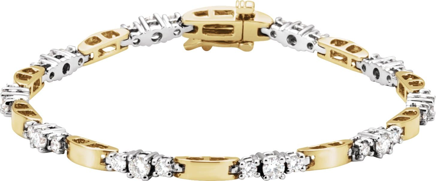 14K Yellow/White 1 3/4 CTW Natural Diamond Line 7" Bracelet