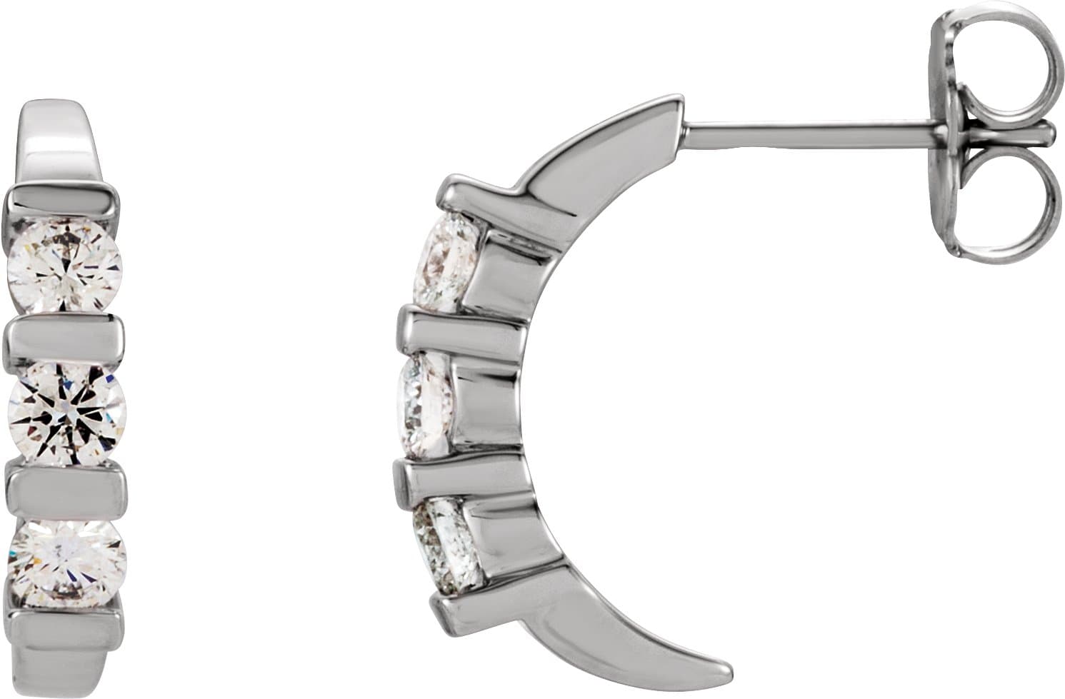 14K Rose 1 1/2 CTW Natural Diamond J-Hoop Earrings
