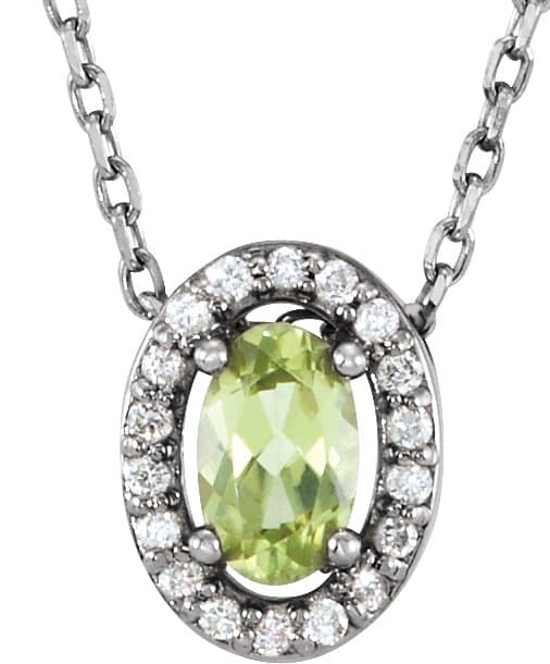 14K White Natural Citrine & .05 CTW Natural Diamond 16" Necklace
