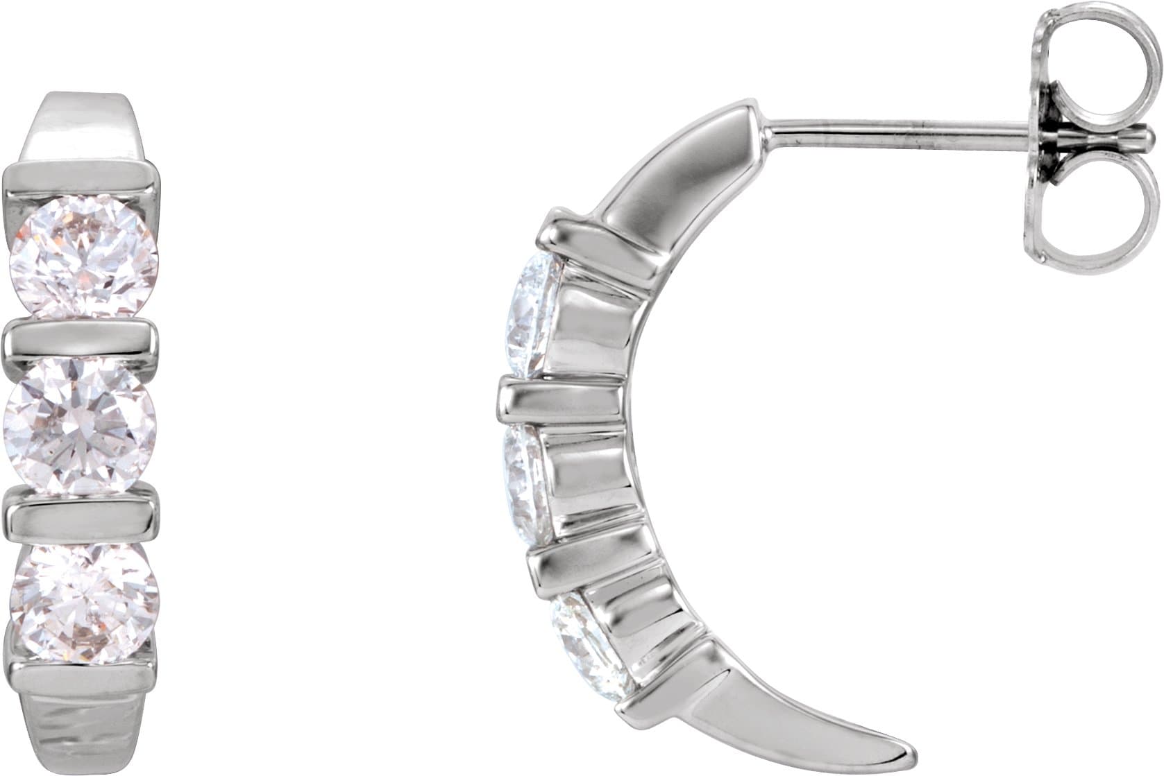 14K Rose 1 1/2 CTW Natural Diamond J-Hoop Earrings