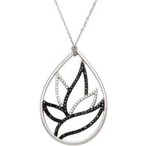 Sterling Silver Natural Black Spinel & 1/5 CTW Natural Diamond 18 Necklace