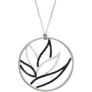 Sterling Silver Natural Black Spinel & 1/4 CTW Natural Diamond 18 Necklace