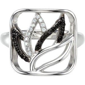Sterling Silver Natural Black Spinel & .06 CTW Natural Diamond Ring