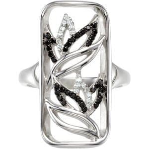 Sterling Silver Natural Black Spinel & 1/8 CTW Natural Diamond Ring