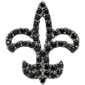 Sterling Silver Natural Black Spinel Fleur-de-Lis Pendant