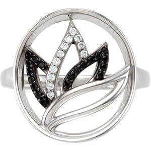 Sterling Silver Natural Black Spinel & .06 CTW Natural Diamond Ring