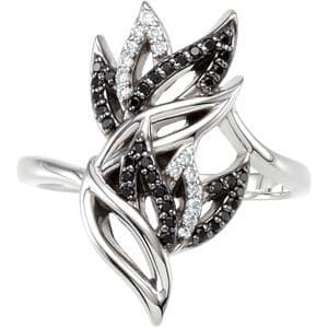 Sterling Silver Natural Black Spinel & .07 Natural Diamond Ring