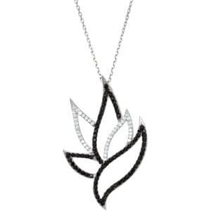 Sterling Silver Natural Black Spinel & 1/5 CTW Natural Diamond Lotus 18 Necklace
