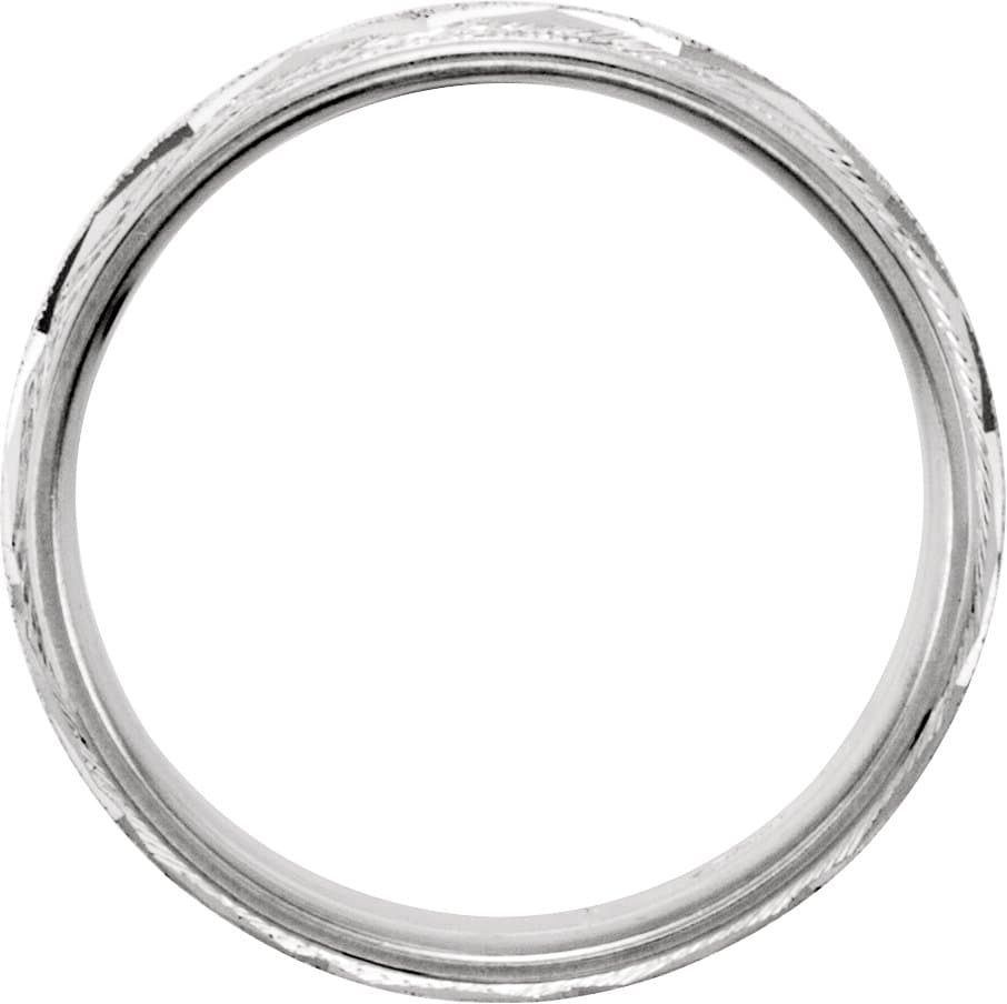 Milgrain Edge Geometric Faceted Comfort-Fit Half Round Band with Satin Finish view 2